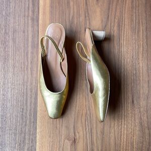 LOQ Pia Metallic Gold Slingbacks Size EU 39 US 8.5